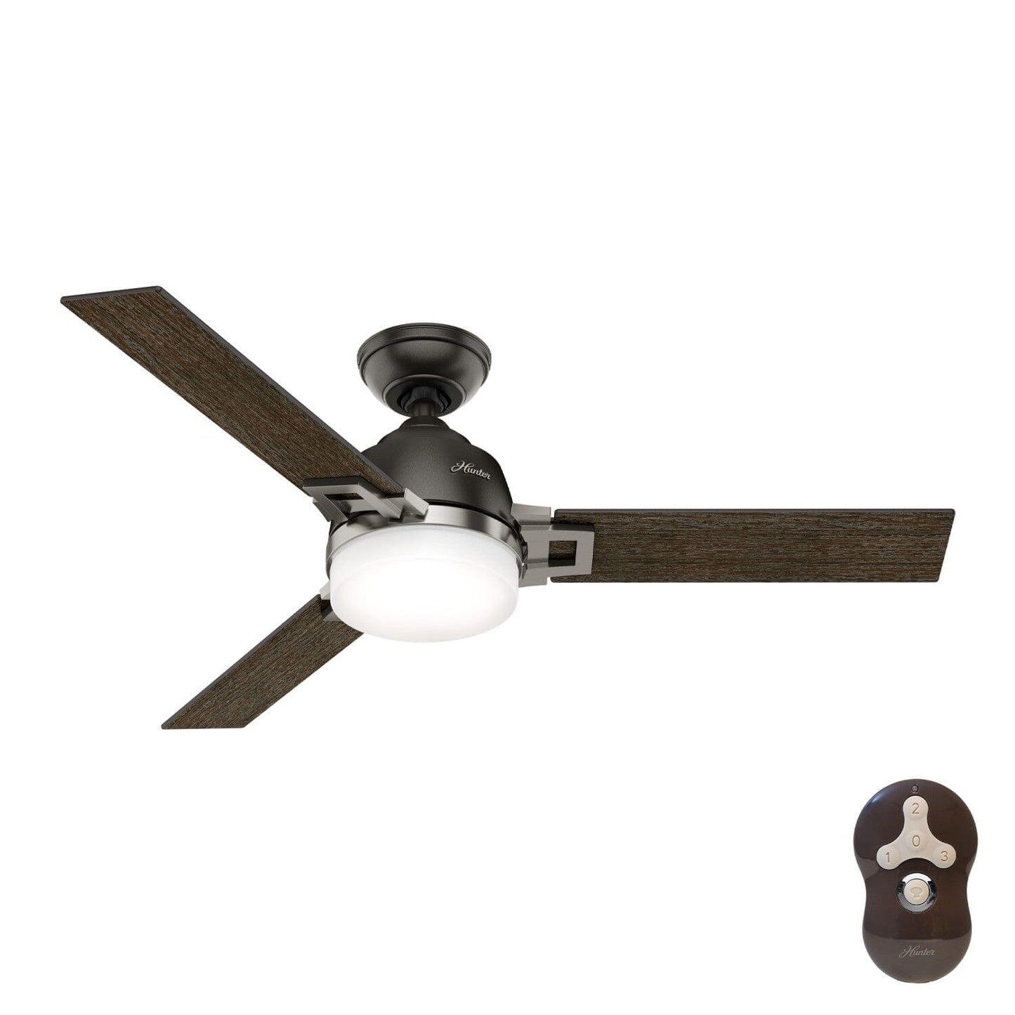 Leoni with Integrated LED Light 48 inch Ceiling Fans Hunter Noble Bronze - Black Oak Grain 