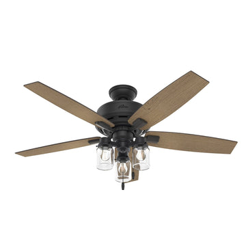 Lincoln with 3 LED Lights 52 inch Ceiling Fans Hunter Natural Black Iron - Aged Oak 