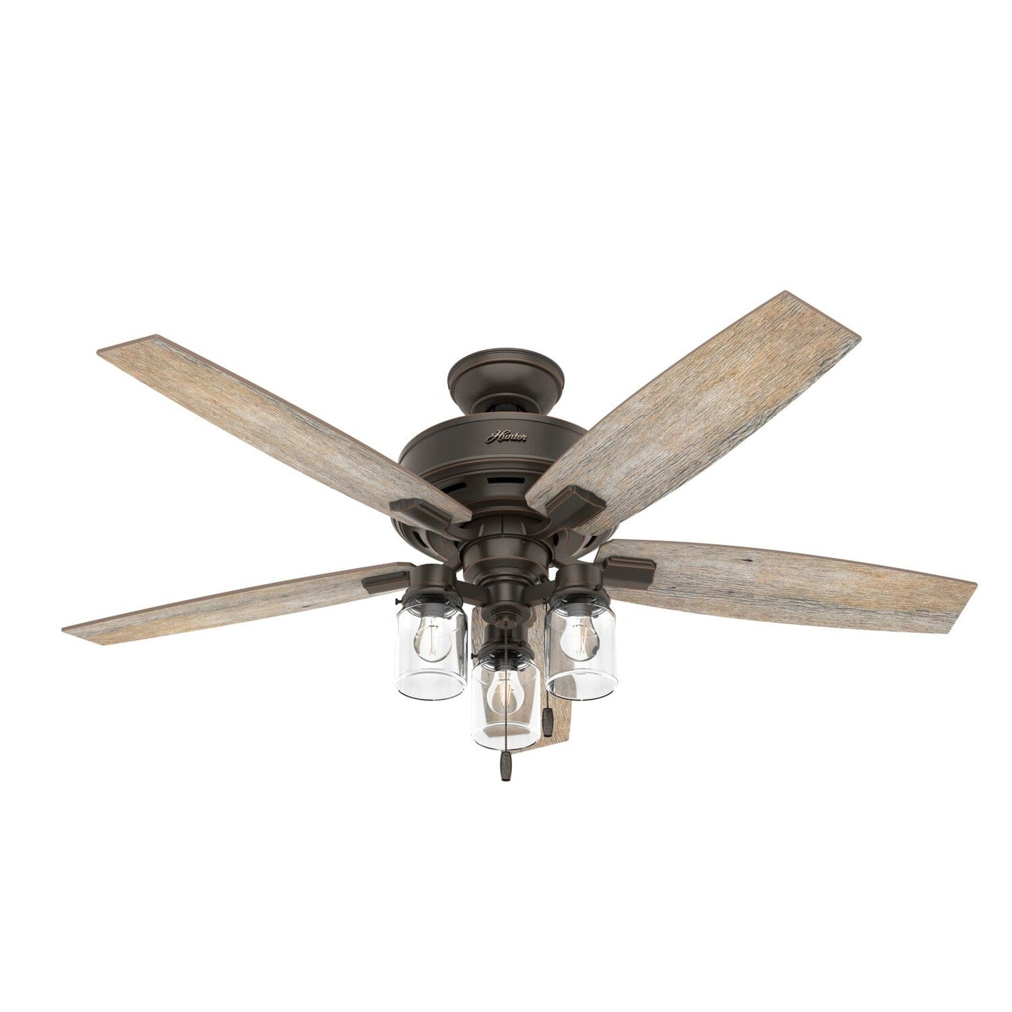 Lincoln with 3 LED Lights 52 inch Ceiling Fans Hunter Onyx Bengal - Barnwood 