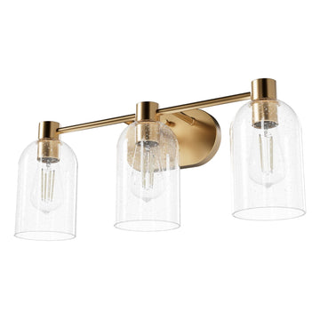 Lochemeade 3 Light Vanity with Clear Seeded Glass Lighting Hunter Alturas Gold - Clear Seeded 