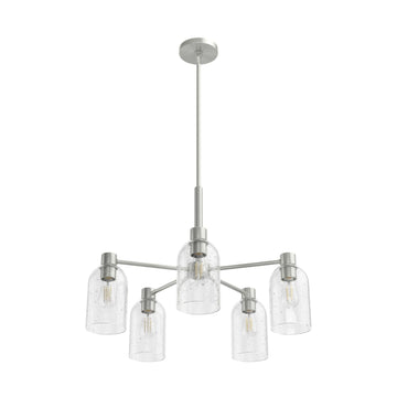 Lochemeade Clear Seeded Glass 5 Light Chandelier Lighting Hunter Brushed Nickel - Seeded 