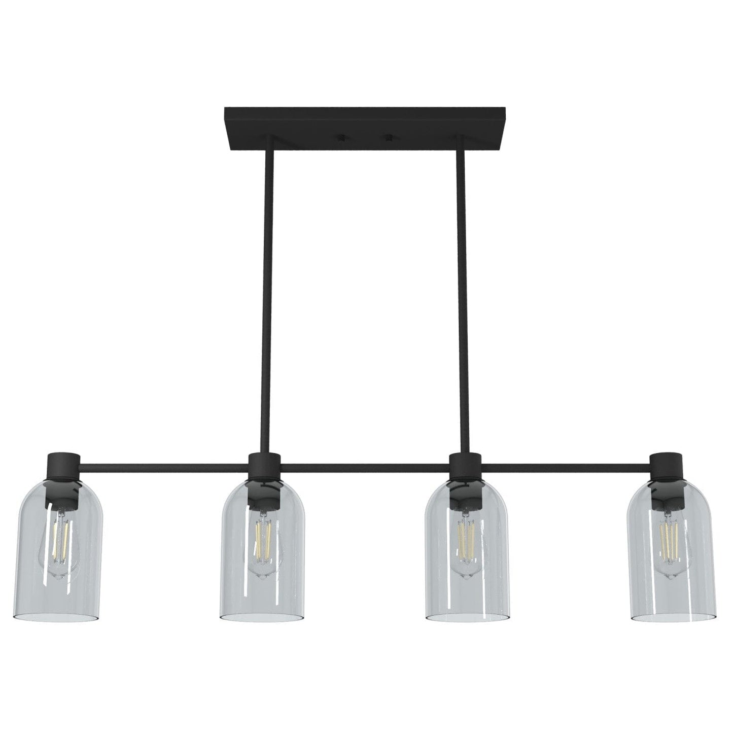 Lochemeade Smoked Glass 4 Light Linear Chandelier Lighting Hunter Natural Black Iron - Smoked 