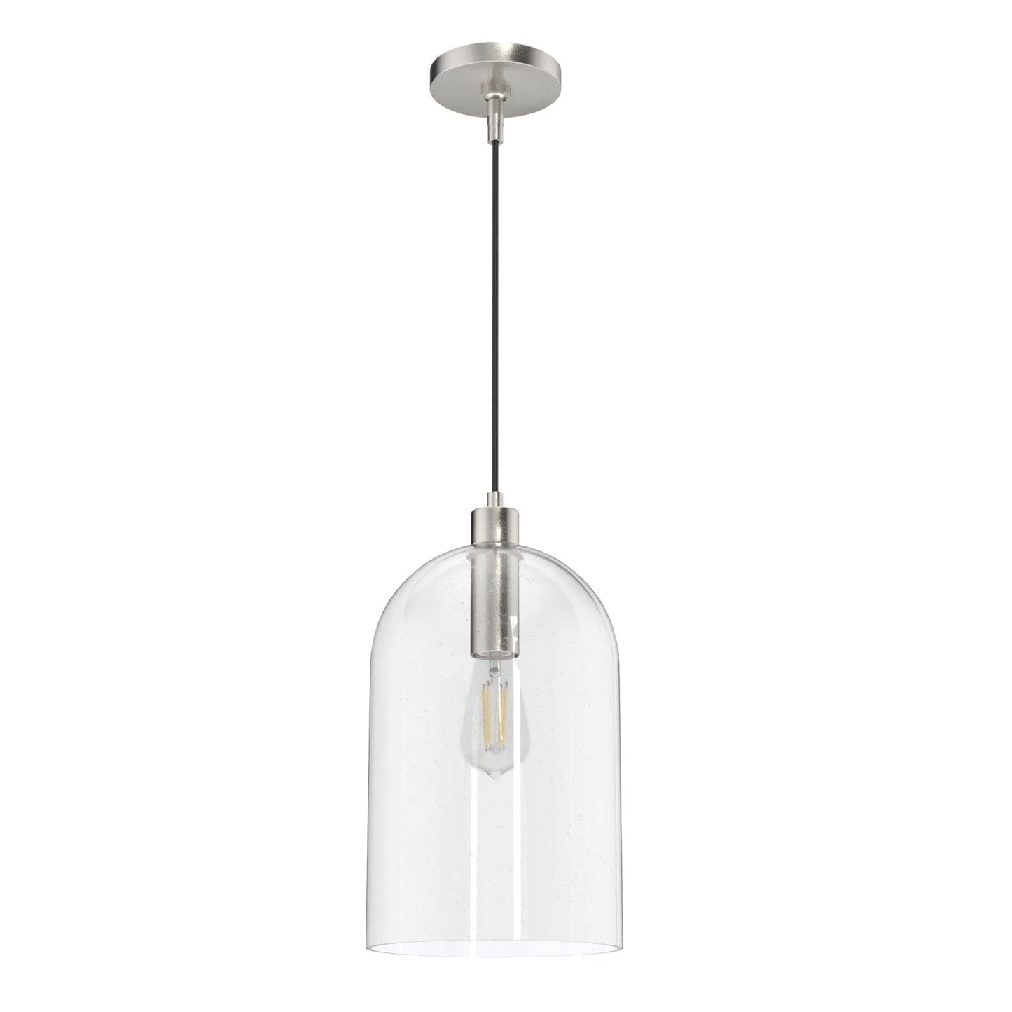 Lochmeade Clear Seeded Glass 1 Light Large pendant Lighting Hunter Brushed Nickel - Seeded 
