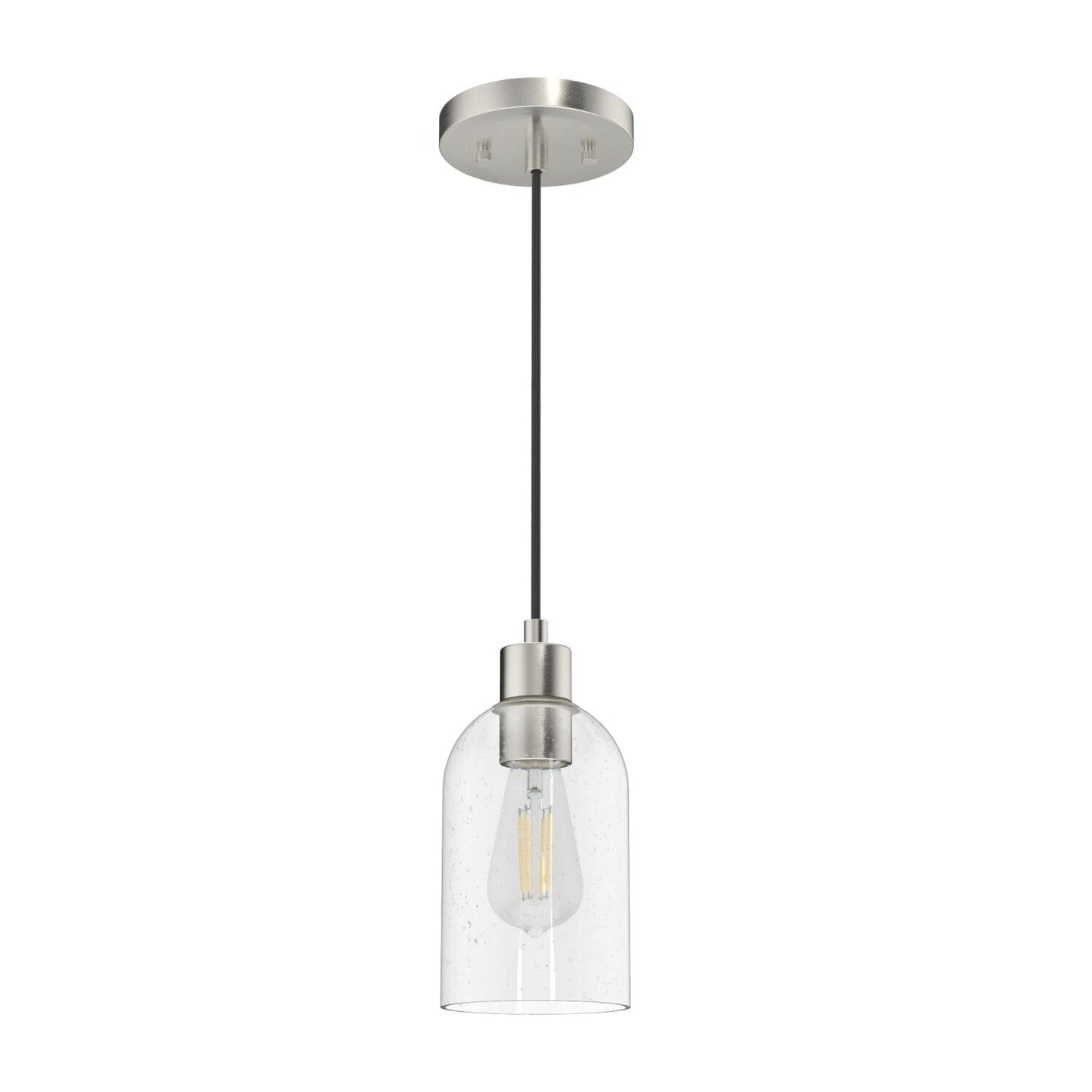 Lochmeade Clear Seeded Glass 1 Light Mini Pendant Lighting Hunter Brushed Nickel - Seeded 
