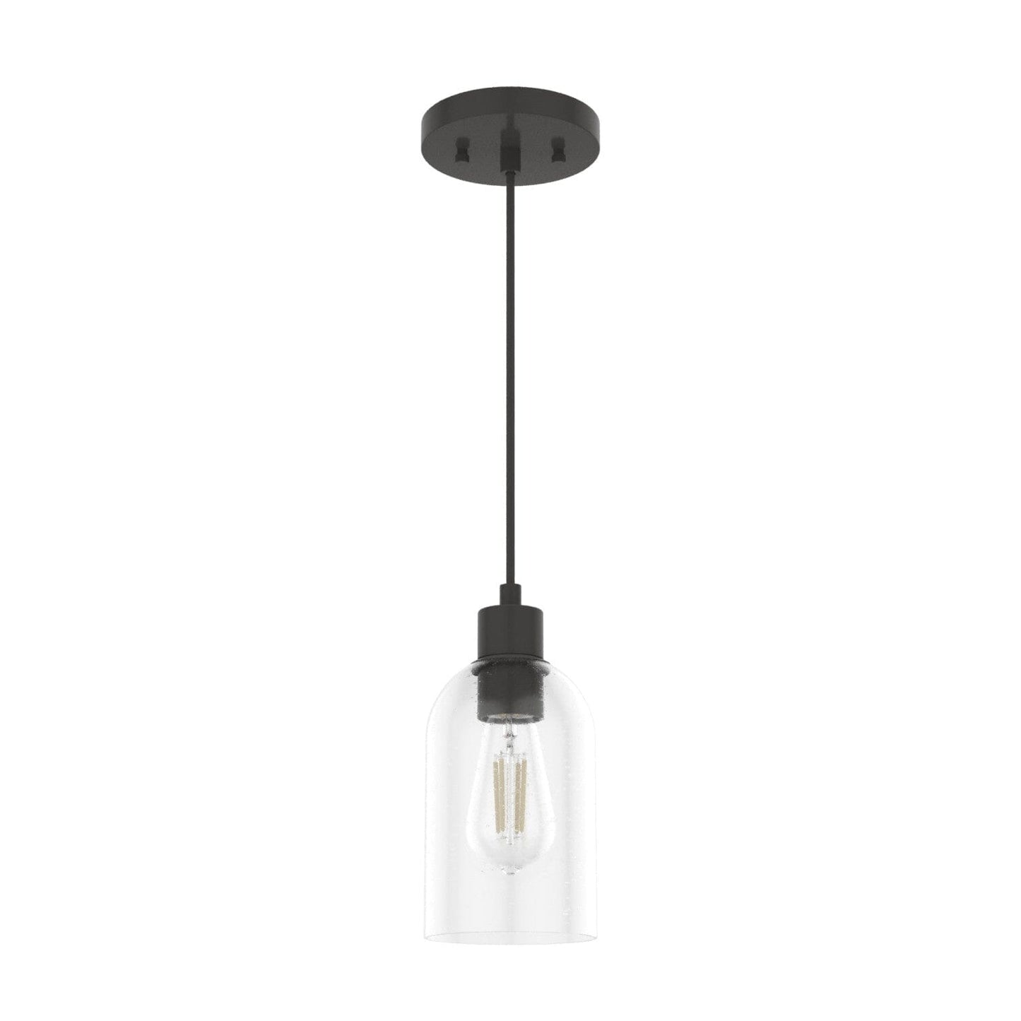 Lochmeade Clear Seeded Glass 1 Light Mini Pendant Lighting Hunter Noble Bronze - Seeded 