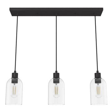 Lochmeade Clear Seeded Glass 3 Light Linear Pendant Cluster Lighting Hunter Noble Bronze - Seeded 
