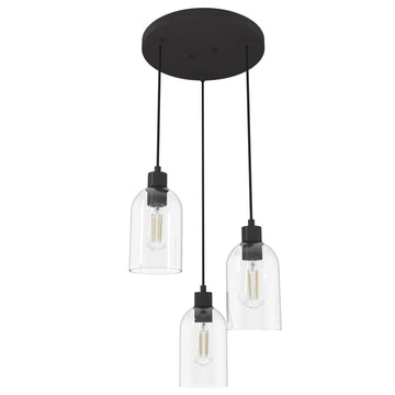 Lochmeade Clear Seeded Glass 3 Light Round Pendant Cluster Lighting Hunter Noble Bronze - Seeded 