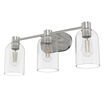 Lochmeade Clear Seeded Glass 3 Light Vanity Lighting Hunter Brushed Nickel - Seeded 