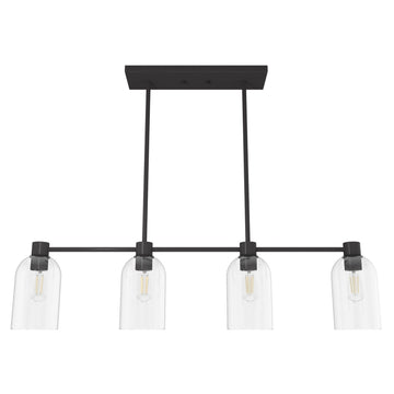 Lochmeade Clear Seeded Glass 4 Light Linear Chandelier Lighting Hunter Noble Bronze - Clear Seeded 
