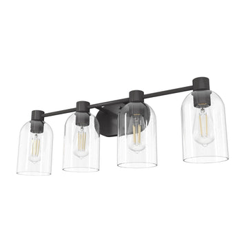 Lochmeade Clear Seeded Glass 4 Light Vanity Lighting Hunter Noble Bronze - Seeded 