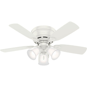 Low Profile with LED Light 42 in Ceiling Fans Hunter Fresh White - Fresh White 