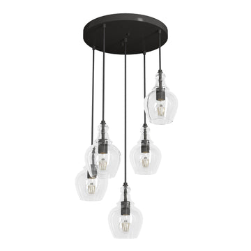 Maple Park Round Cluster 5 Light Lighting Hunter Noble Bronze - Clear 