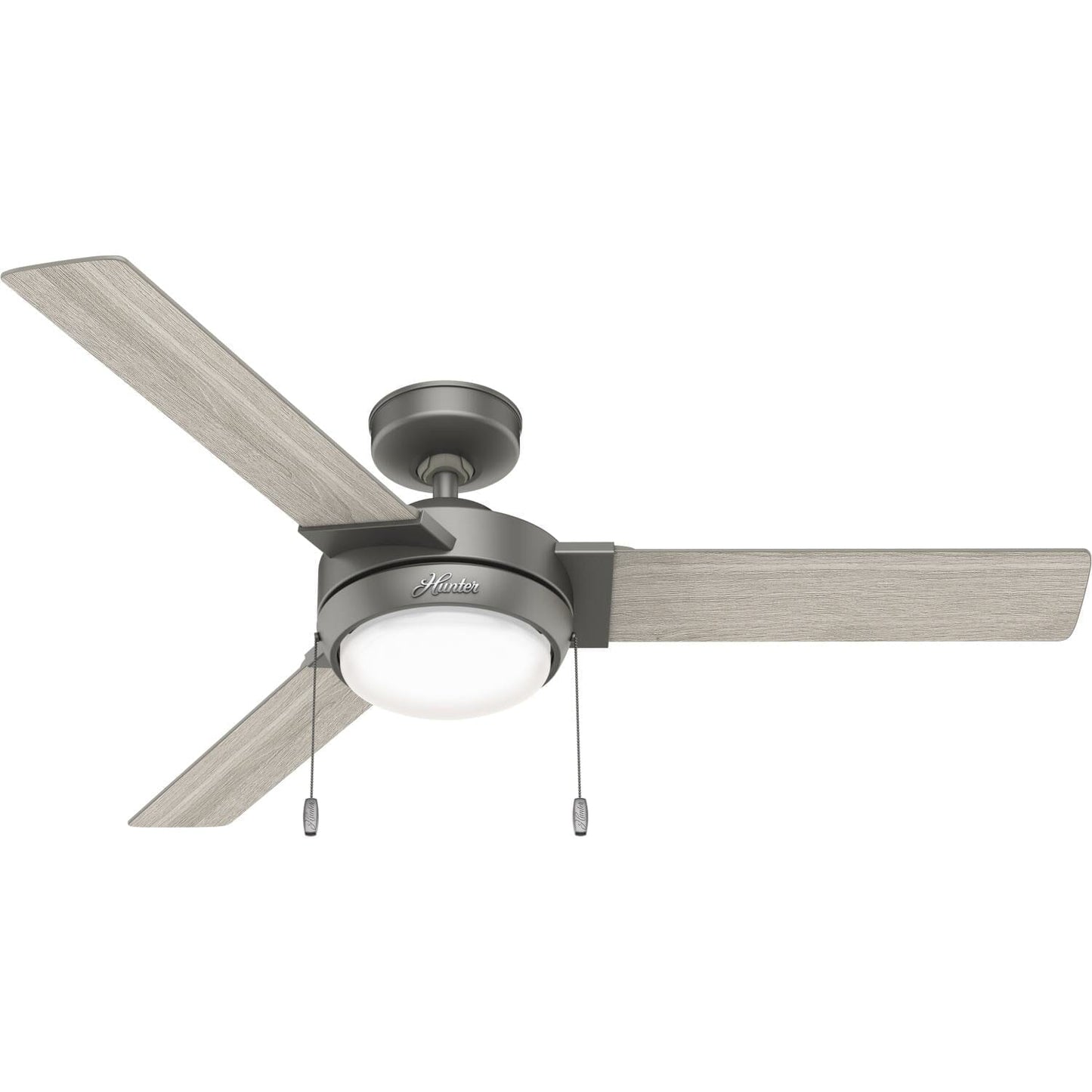 Mesquite with LED Light 52 inch Ceiling Fans Hunter Matte Silver - Light Gray Oak 