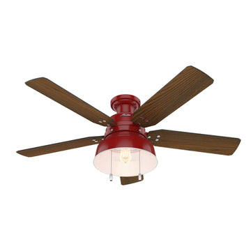 Mill Valley Outdoor Low Profile with Light 52 inch Ceiling Fans Hunter Barn Red - Medium Walnut 