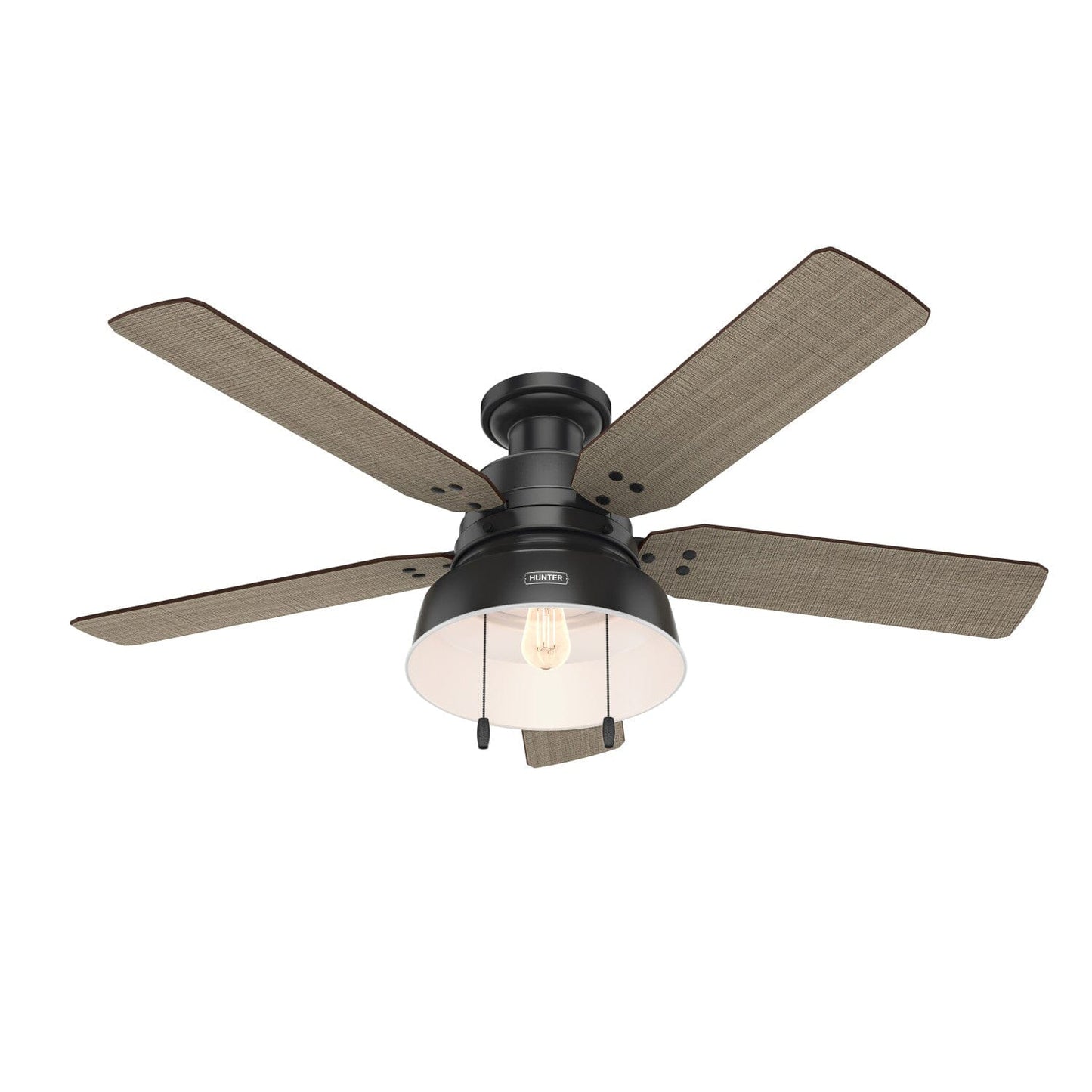 Mill Valley Outdoor Low Profile with Light 52 inch Ceiling Fans Hunter Matte Black - Walnut Stripe 