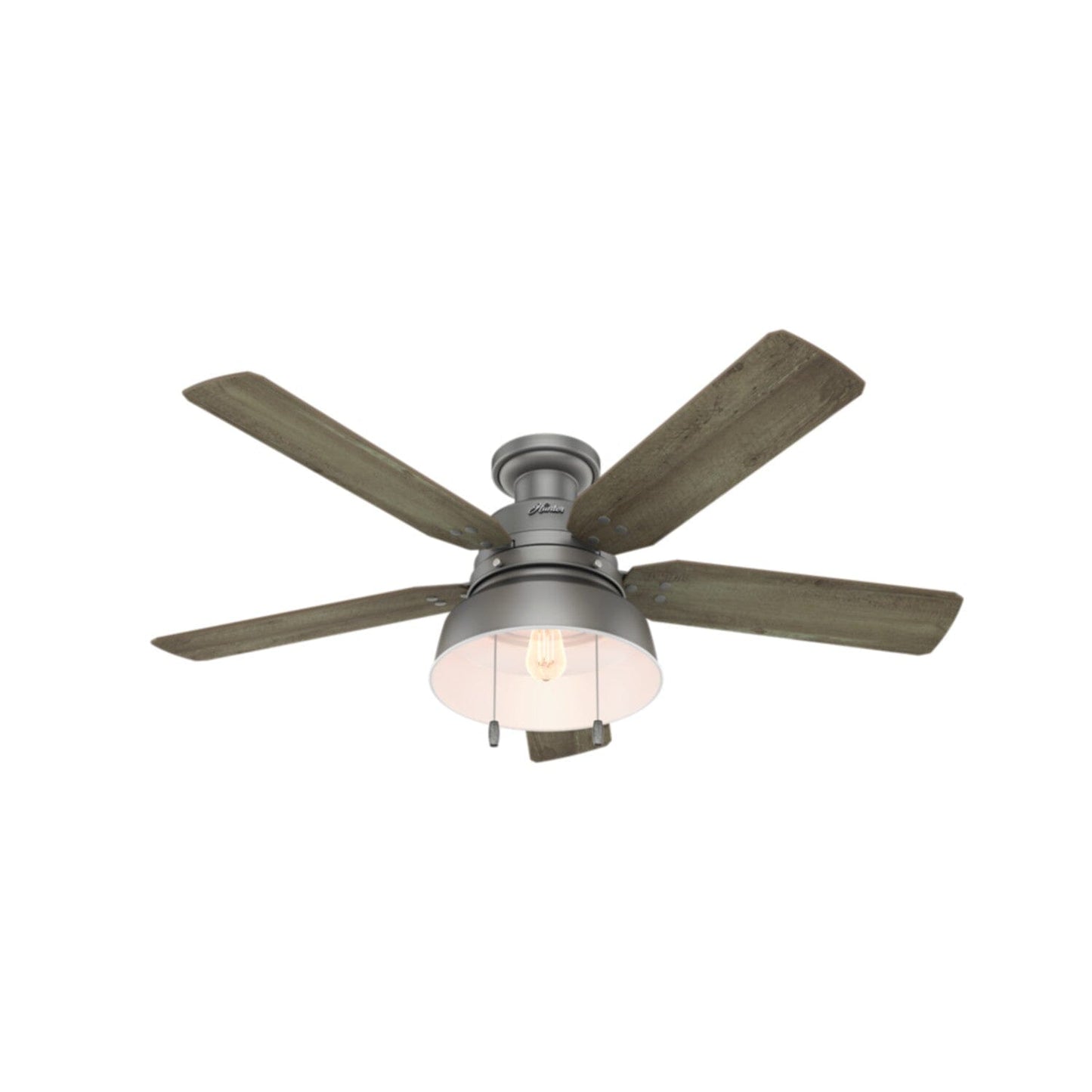 Mill Valley Outdoor Low Profile with Light 52 inch Ceiling Fans Hunter Matte Silver - Grey Pine 