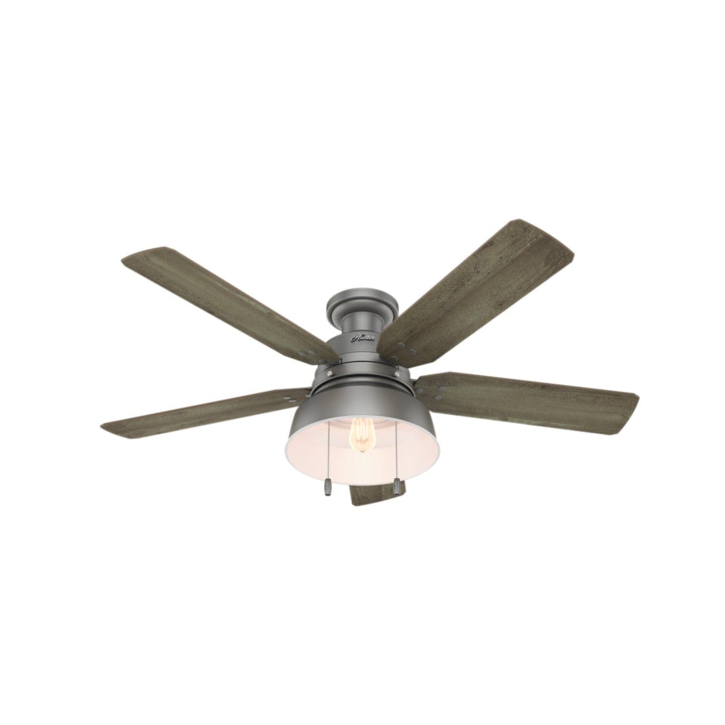 Mill Valley Outdoor Low Profile with Light 52 inch Ceiling Fans Hunter Matte Silver - Grey Pine 