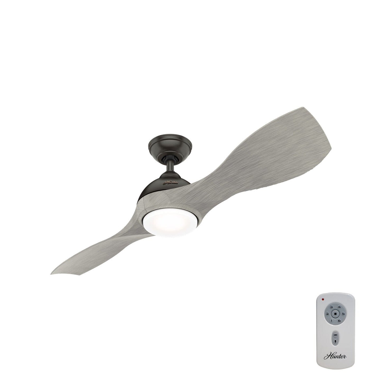 Milstream Outdoor with LED Light 56 inch Ceiling Fans Hunter Noble Bronze - Weathered Beech Wood 