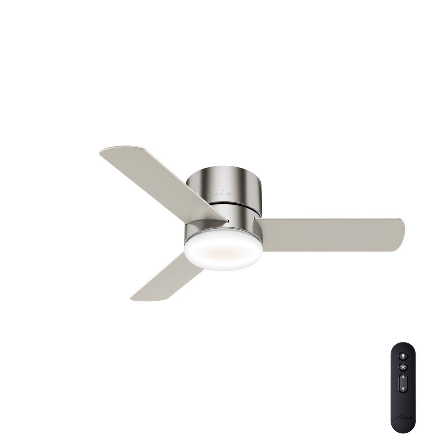 Minimus Low Profile with LED Light 44 Inch Ceiling Fans Hunter Brushed Nickel - Matte Nickel 