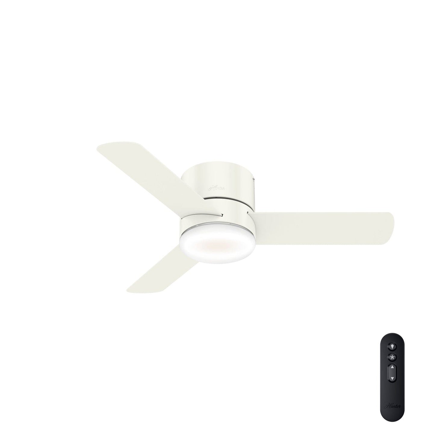 Minimus Low Profile with LED Light 44 Inch Ceiling Fans Hunter Fresh White - Fresh White 