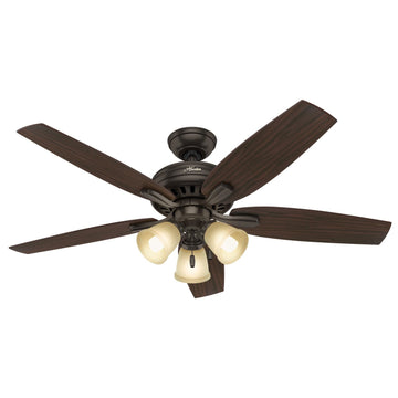 Newsome Frosted Amber with 3 Lights 52 inch Ceiling Fans Hunter Premier Bronze - Roasted Walnut 
