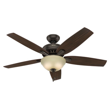 Newsome Frosted Amber with Light 52 inch Ceiling Fans Hunter Premier Bronze - Roasted Walnut 