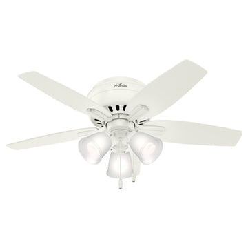 Newsome Low Profile Clear Frosted with 3 Lights 42 inch Ceiling Fans Hunter Fresh White - Fresh White 