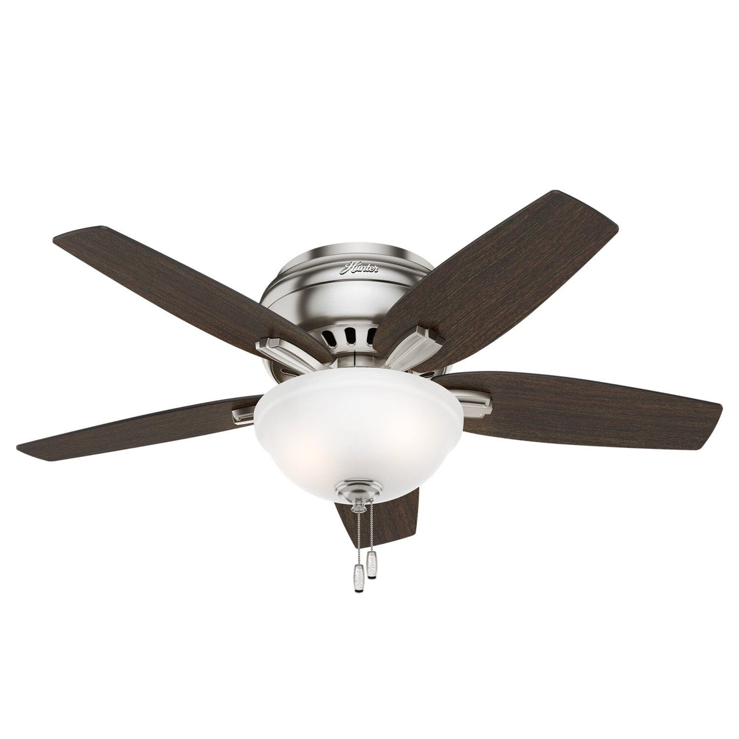 Newsome Low Profile Painted Cased White with Light 42 inch Ceiling Fans Hunter Brushed Nickel - Medium Walnut 