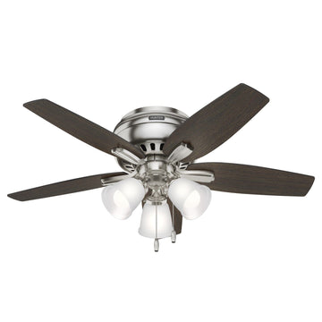 Newsome Low Profile with 3 Lights 42 inch Ceiling Fans Hunter Brushed Nickel - Medium Walnut 