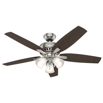 Newsome Painted Cased White with 3 Lights 52 inch Ceiling Fans Hunter Brushed Nickel - Medium Walnut 