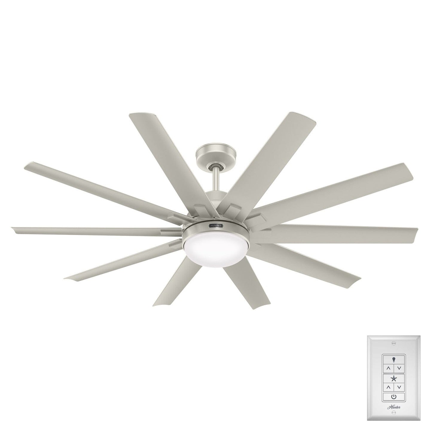 Overton Outdoor ENERGY STAR with LED Light 60 inch Ceiling Fans Hunter Matte Nickel - Matte Nickel 
