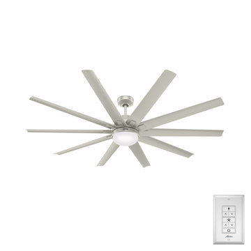 Overton Outdoor ENERGY STAR with LED Light 72 inch Ceiling Fans Hunter Matte Nickel - Matte Nickel 
