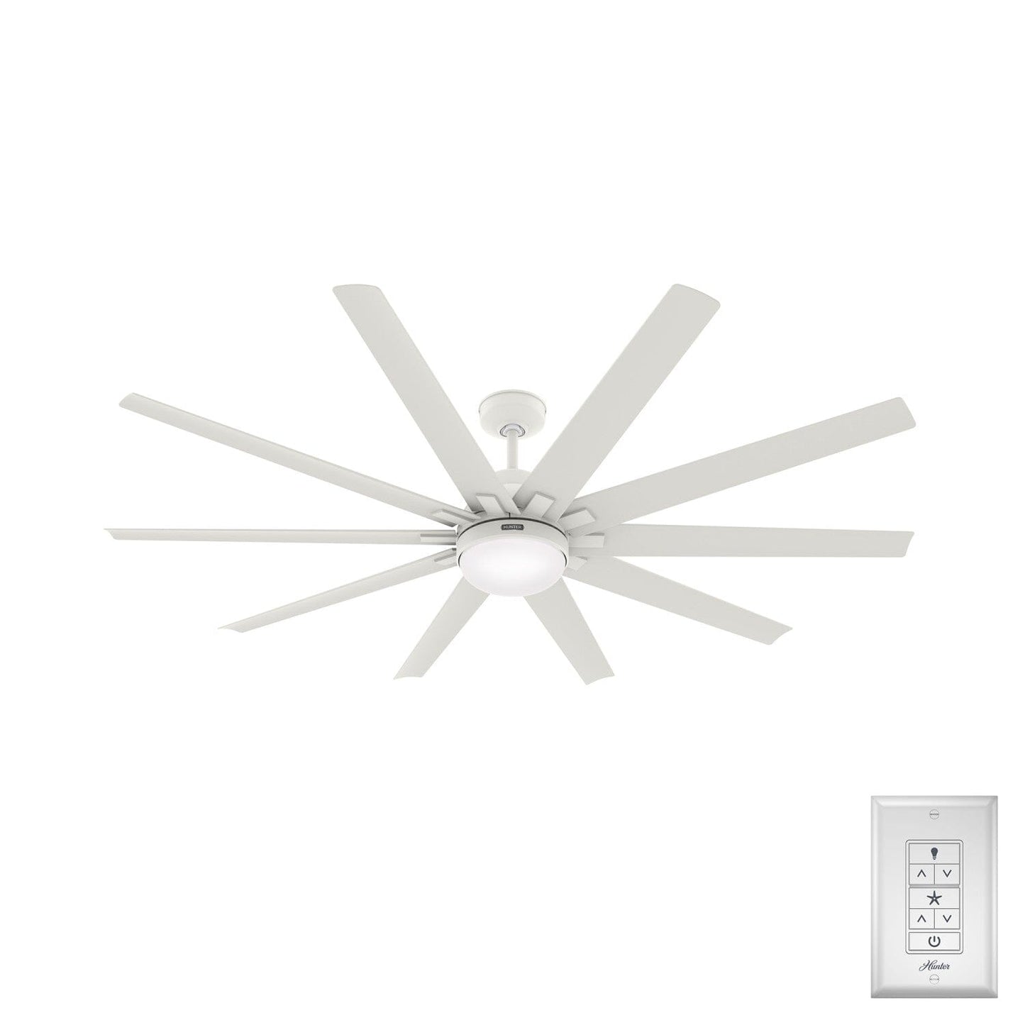 Overton Outdoor ENERGY STAR with LED Light 72 inch Ceiling Fans Hunter Matte White - Matte White 