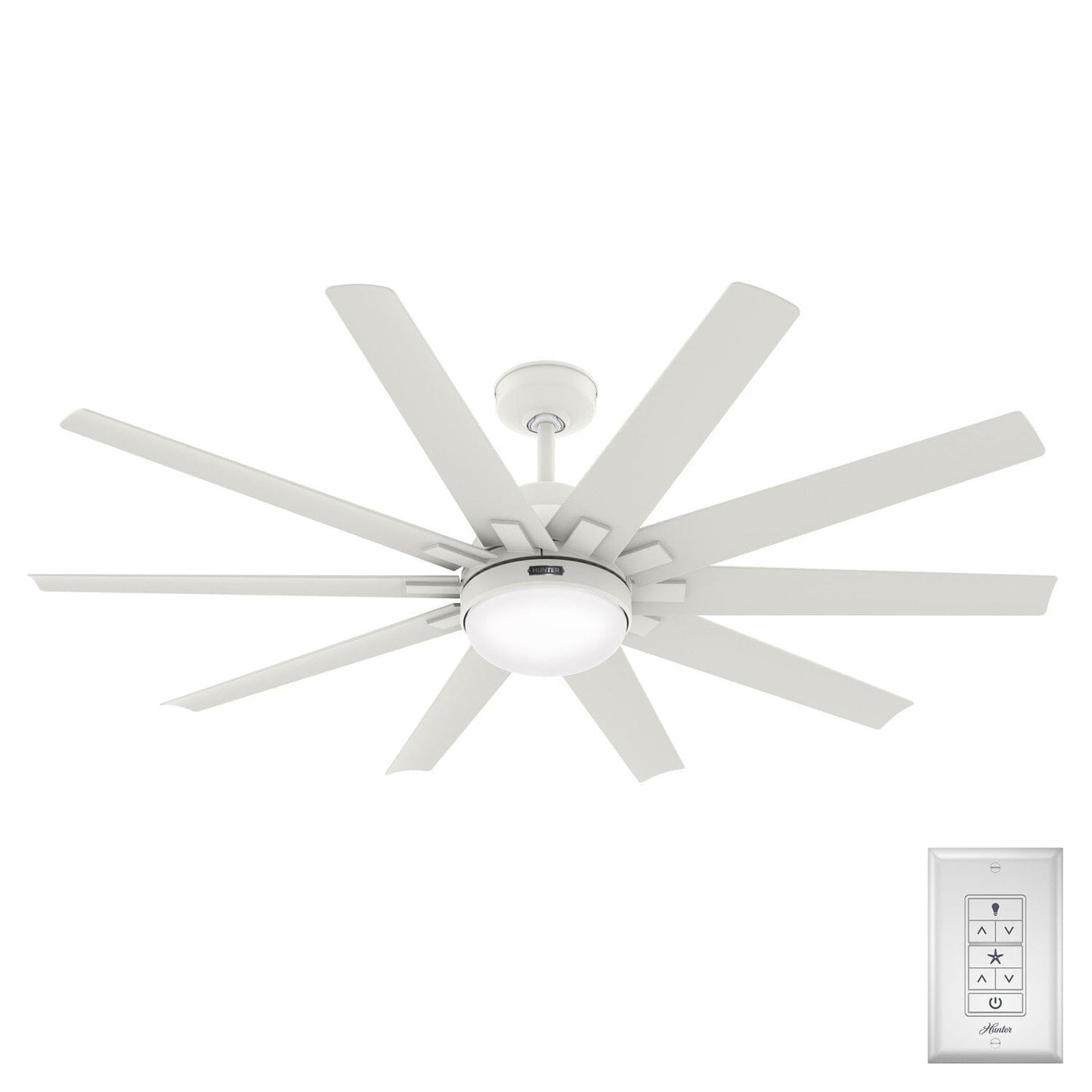 Overton Outdoor with LED Light 60 inch Ceiling Fans Hunter Matte White - Matte White 