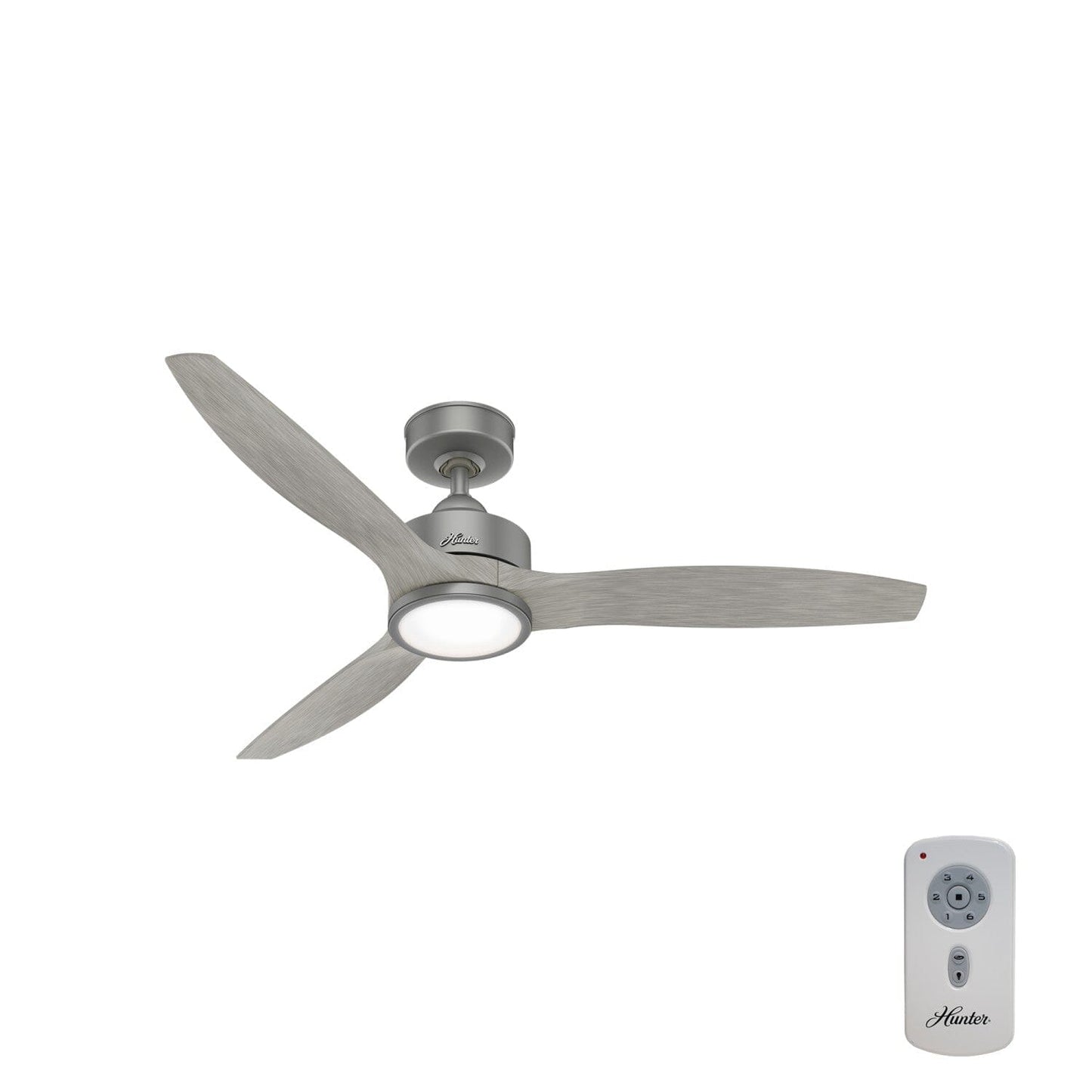 Park View Outdoor with LED Light 52 inch Ceiling Fans Hunter Matte Silver - Weathered Beech Wood 
