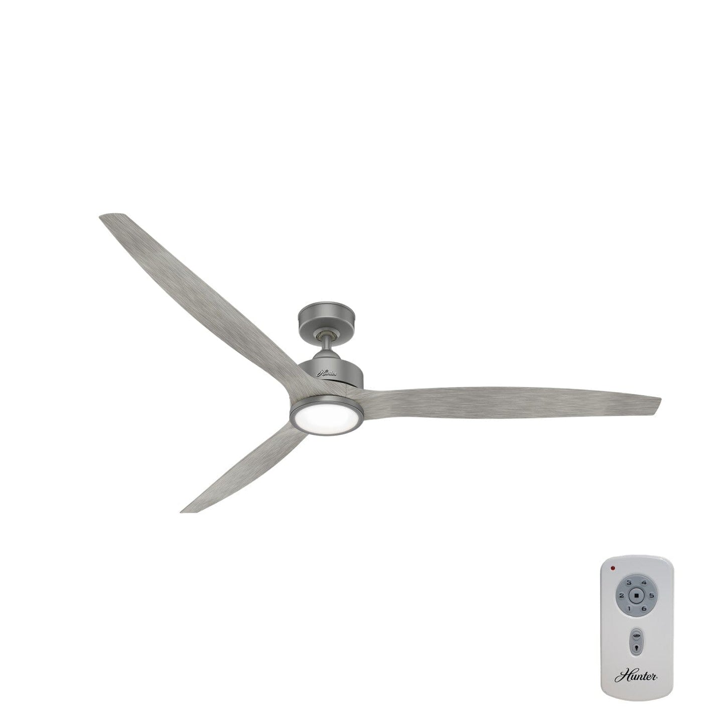 Park View Outdoor with LED Light 72 inch Ceiling Fans Hunter Matte Silver - Weathered Beech Wood 