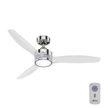 Park View with LED Light 52 inch Ceiling Fans Hunter Polished Nickel - Clear 