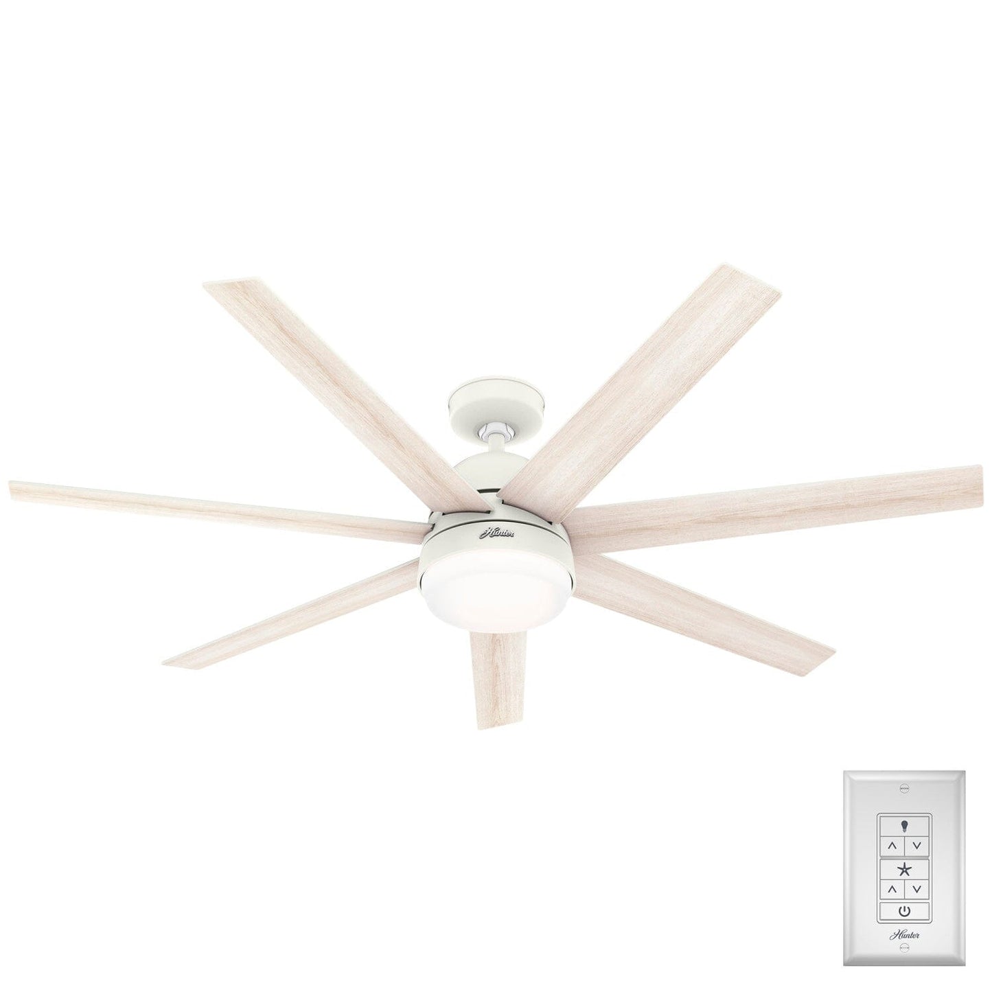 Phenomenon with LED Light 60 Inch-Smart Ceiling Fans Hunter Matte White - Bleached Alder 
