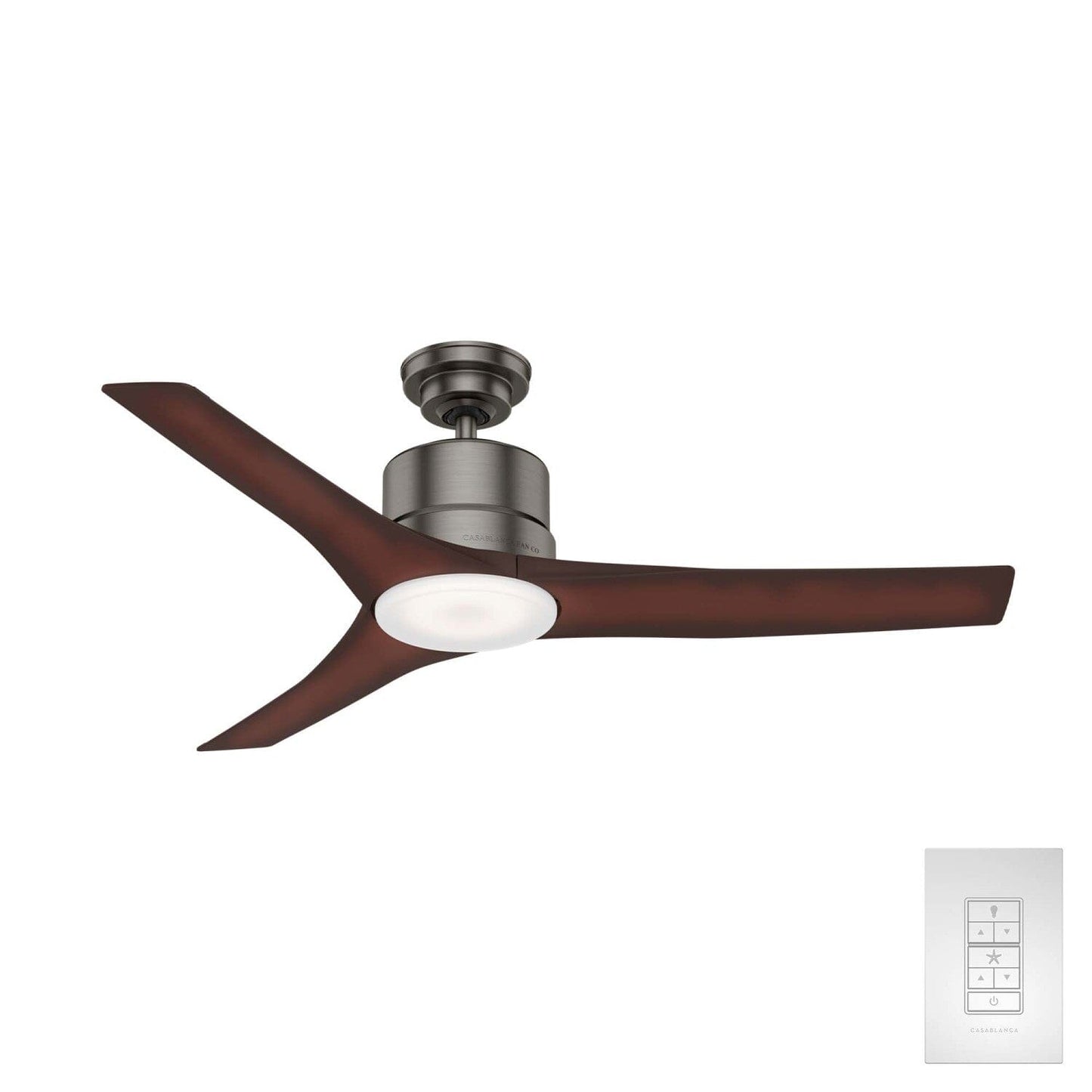 Piston Outdoor with LED Light 52 inch Ceiling Fans Casablanca Brushed Slate - Coffee Beech 