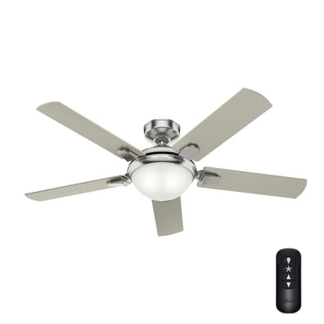 Poplar with LED 52 in Ceiling Fans Hunter Brushed Nickel - Matte Nickel 