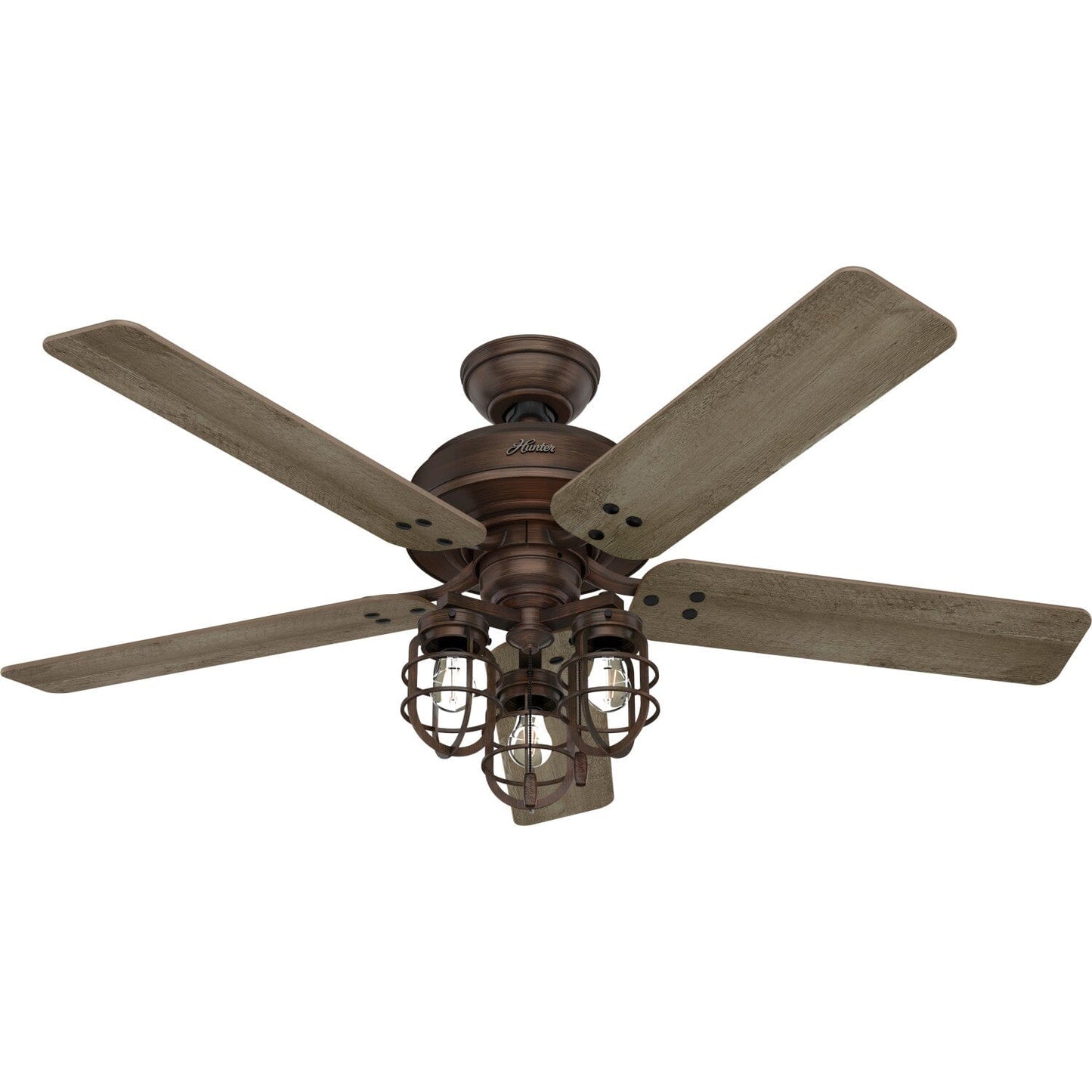 Port Isabel Outdoor with LED Light 52 inch Ceiling Fans Hunter Weathered Copper - Grey Pine 