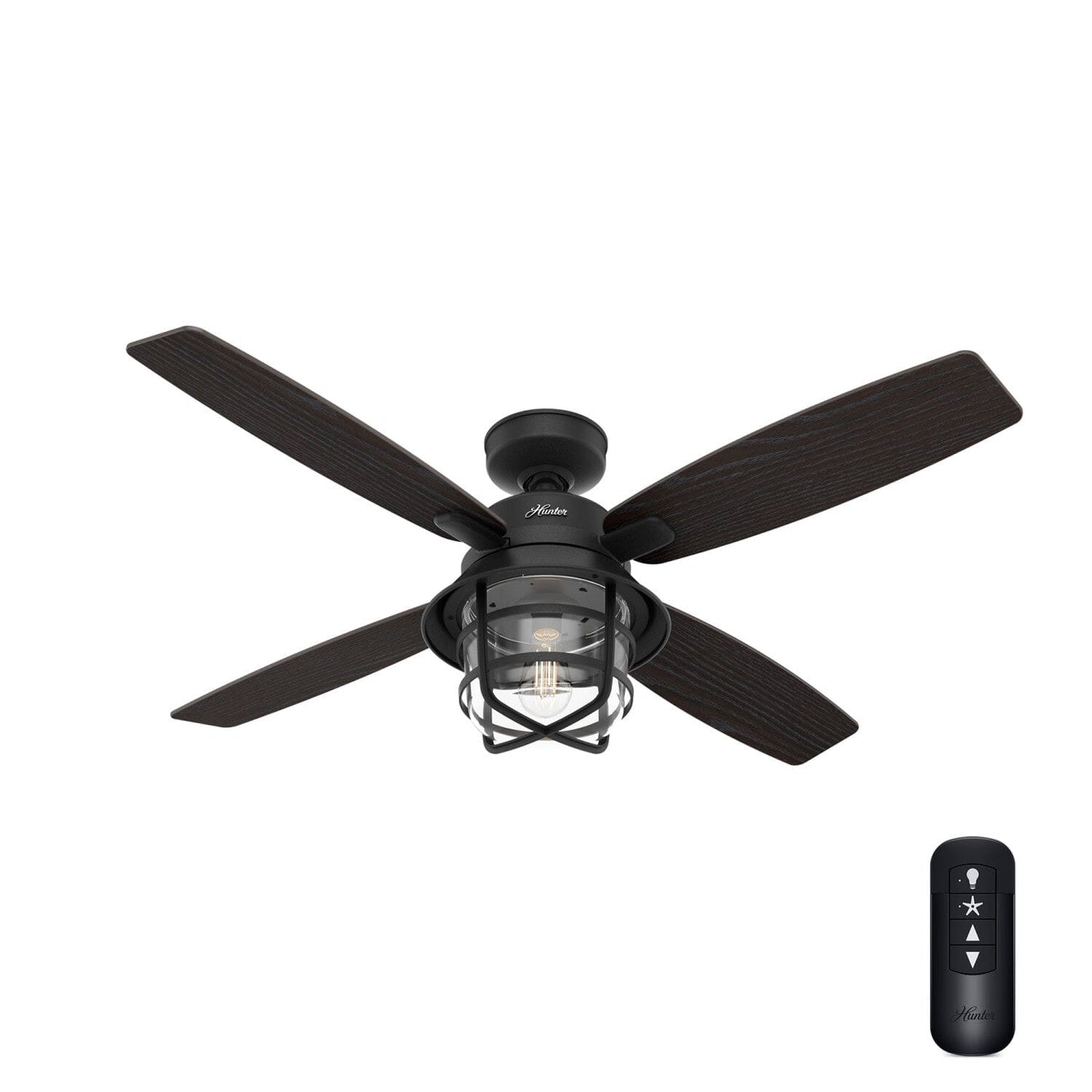 Port Royale with Light 52 inch Ceiling Fans Hunter Natural Black Iron - Black Willow 