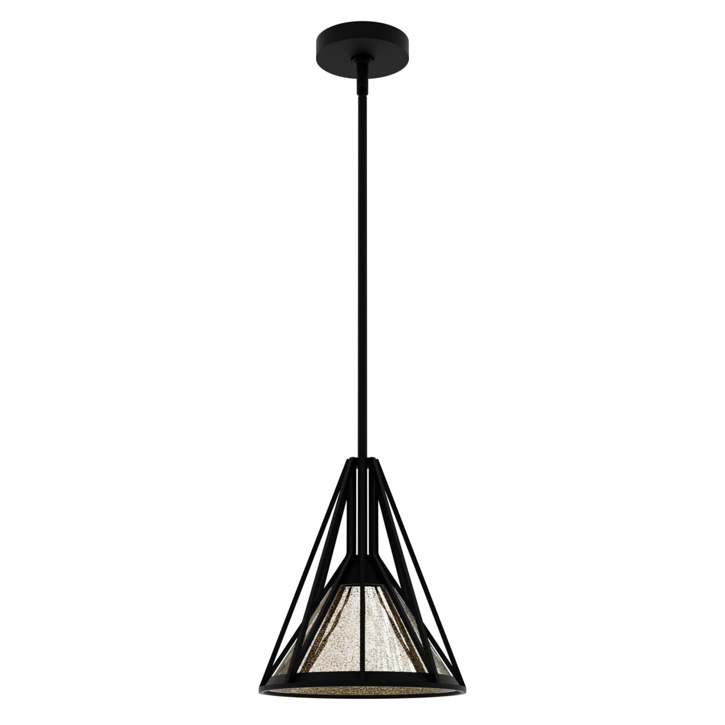 Rafner Small Pendant Lighting Hunter Natural Black Iron - Mercury Glass 