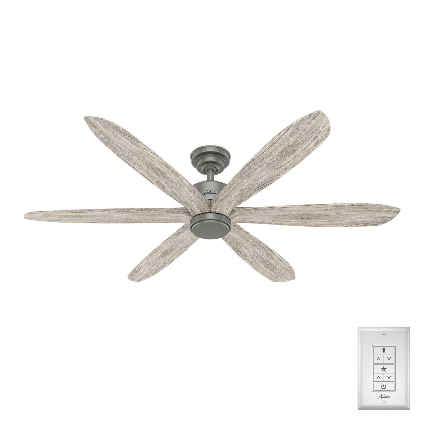 Rhinebeck 58 inch Ceiling Fans Hunter Matte Silver - Weathered White Birch 