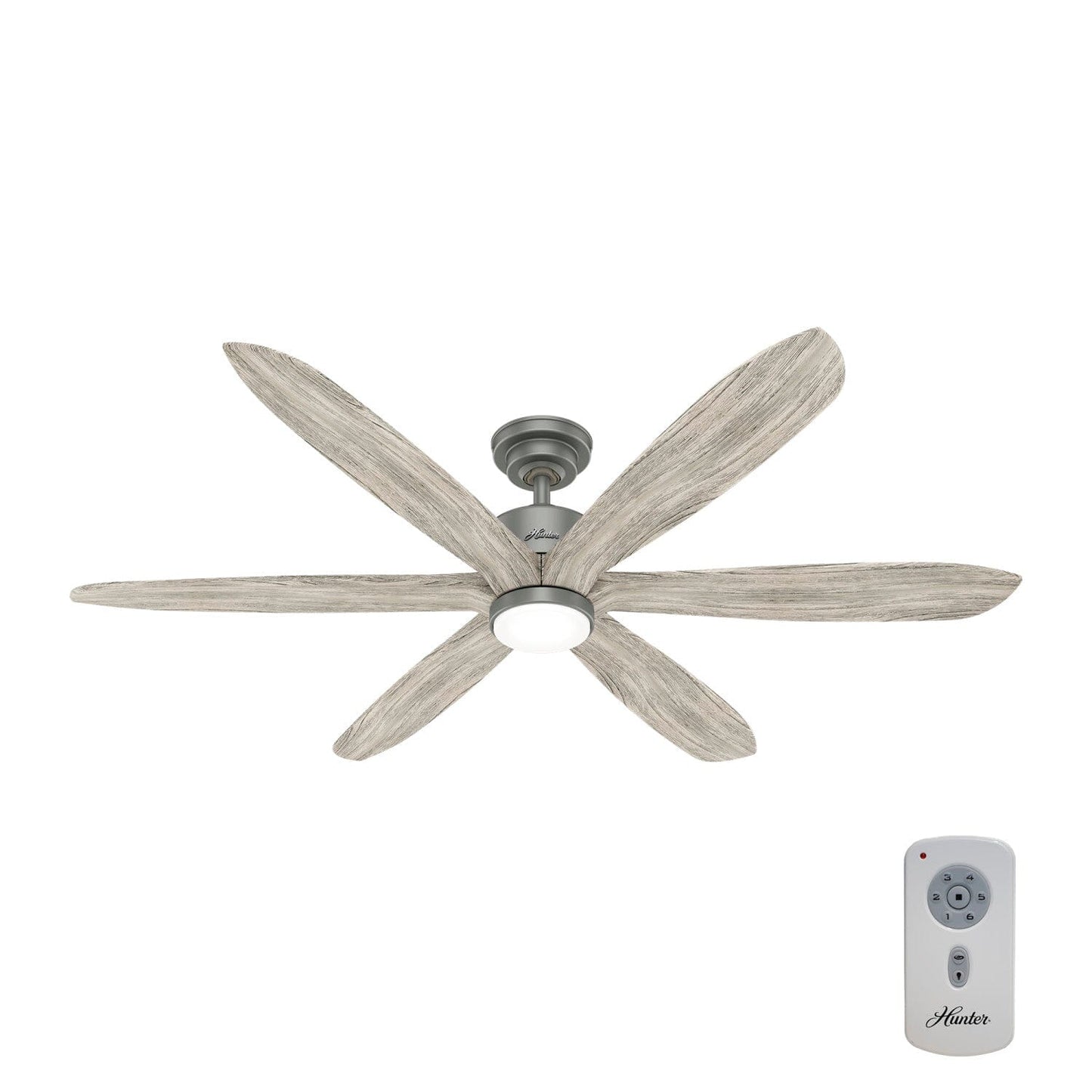 Rhinebeck with LED Light 58 inch Ceiling Fans Hunter Matte Silver - Weathered White Birch 