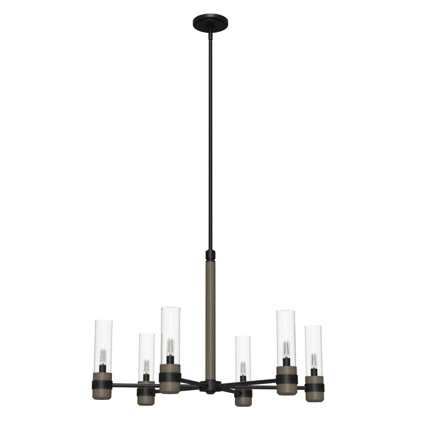 River Mill 6 Light Chandelier Lighting Hunter Rustic Iron - French Oak 