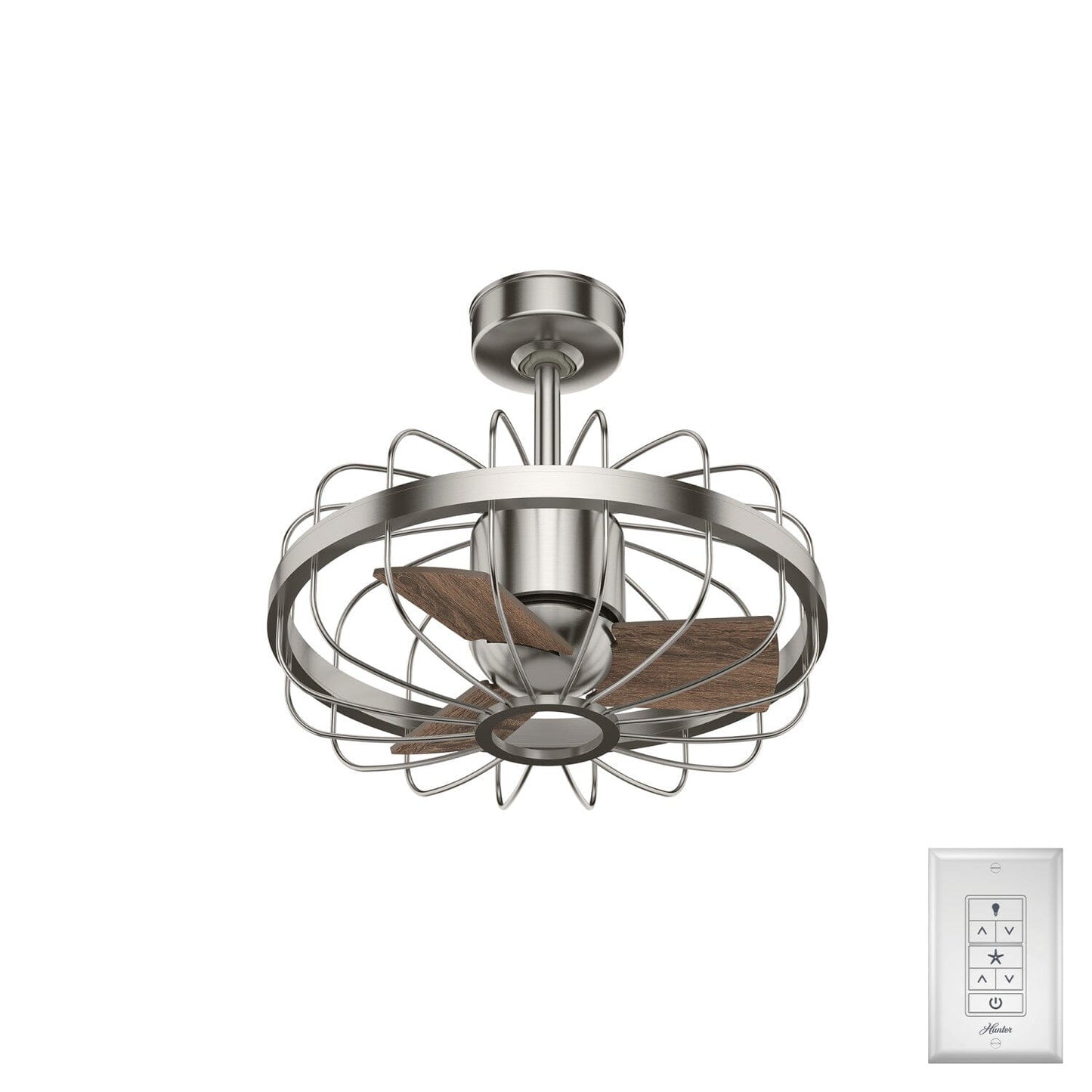 Roswell 16 inch Ceiling Fans Hunter Brushed Nickel - Spiced Chai Oak 