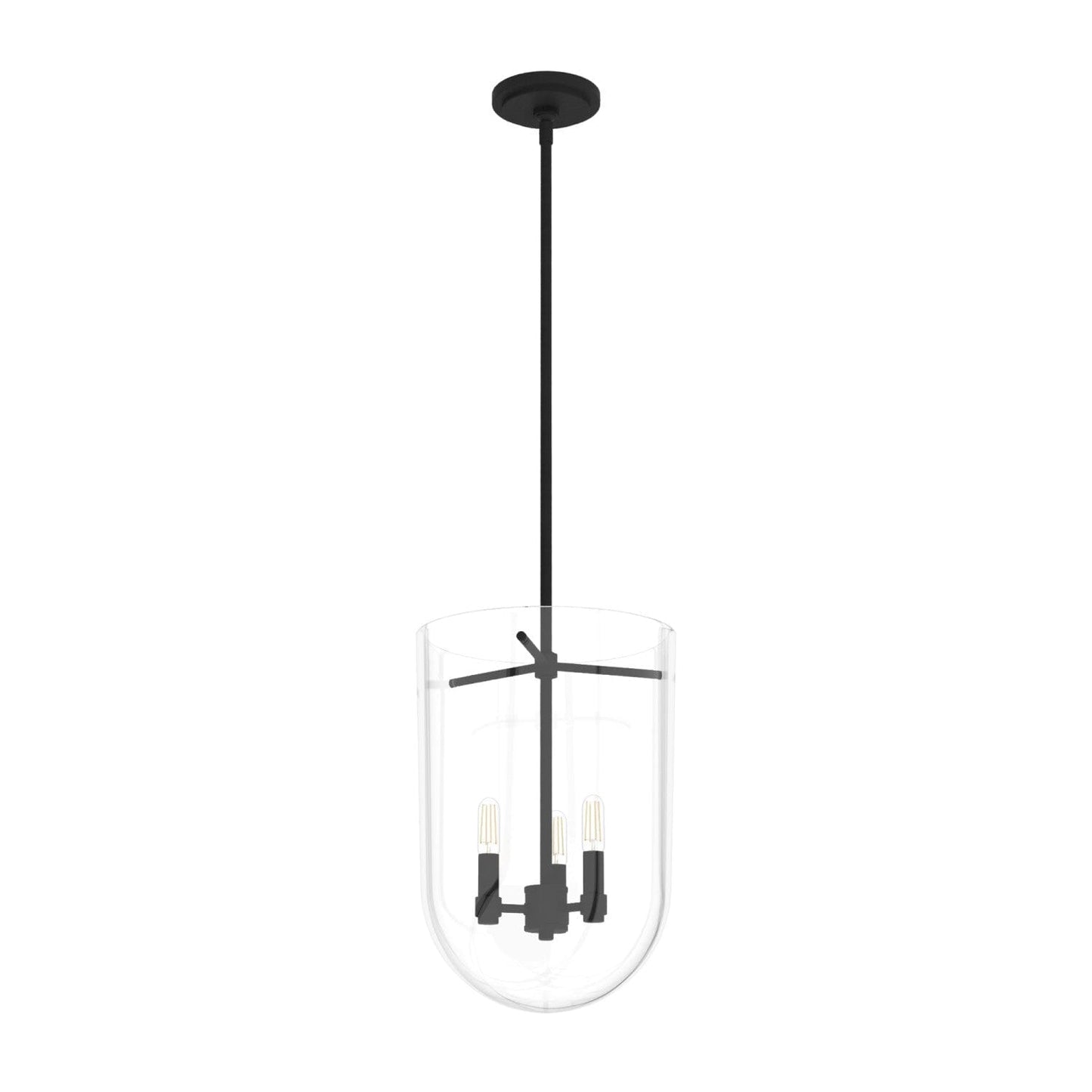 Sacha 3 Light Cloche Pendant Lighting Hunter Natural Black Iron - Clear 