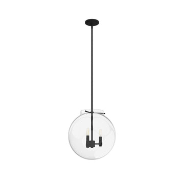 Sacha 3 Light Globe Pendant Lighting Hunter Natural Black Iron - Clear 