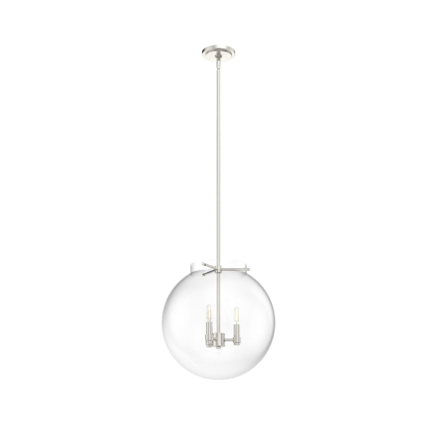 Sacha Globe Pendant 3 Light Lighting Hunter Brushed Nickel - Clear 